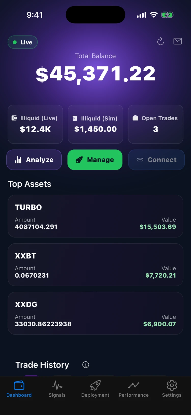 The BeNow dashboard showing a total balance and top assets